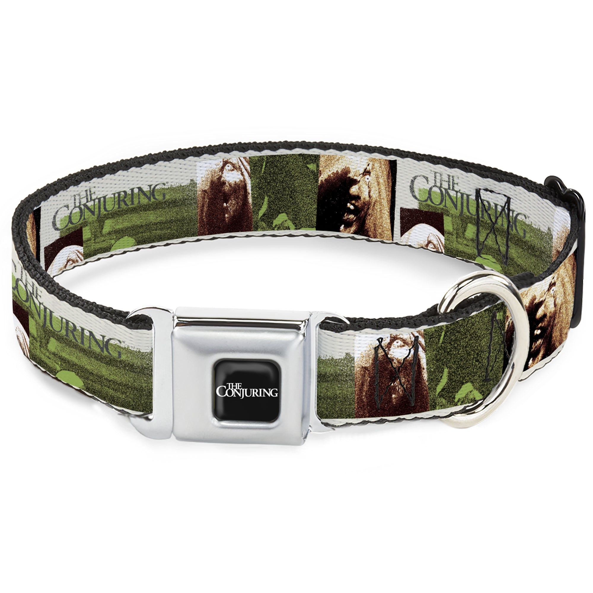 THE CONJURING Title Logo Full Color Black/White Seatbelt Buckle Collar - THE CONJURING Possession Scenes and Title Logo Seatbelt Buckle Collars The Conjuring