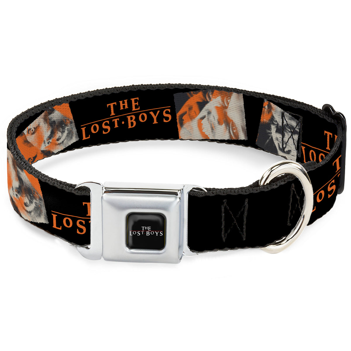THE LOST BOYS Title Logo Full Color Black/White Seatbelt Buckle Collar - THE LOST BOYS David Pose Stacked and Title Logo Black/Red Dog Collars Seatbelt Buckle The Lost Boys
