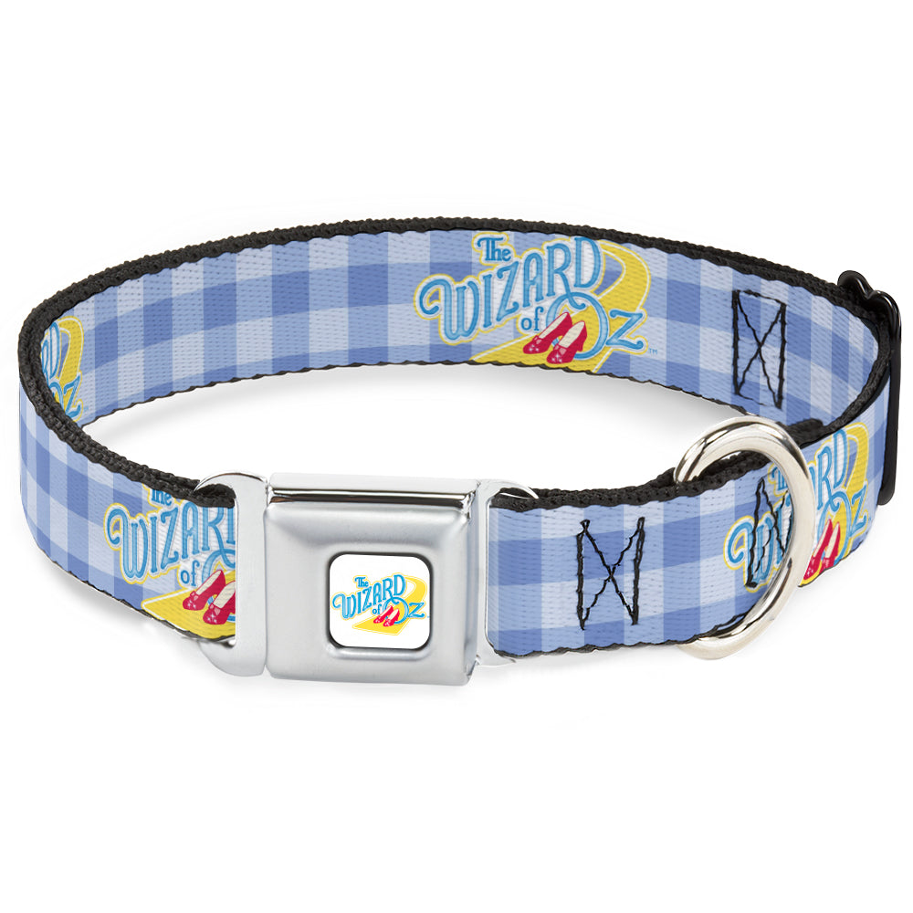 THE WIZARD OF OZ Logo Full Color White Seatbelt Buckle Collar - THE WIZARD OF OZ Logo Gingham Checker Blues Seatbelt Buckle Collars The Wizard of Oz