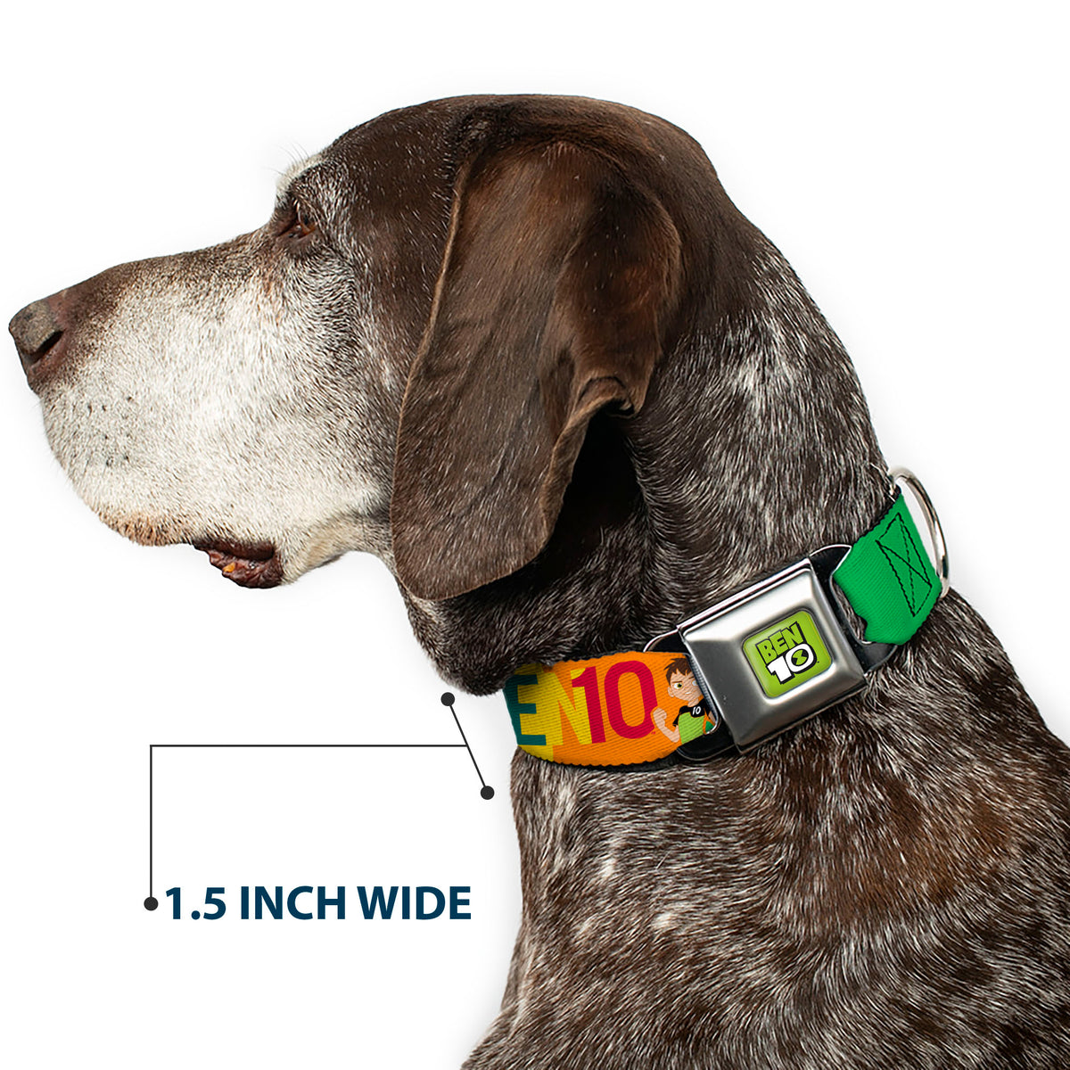 BEN 10 Title Logo Full Color Green/Black/White Seatbelt Buckle Collar - BEN 10 Pose and Text Blocks Multi Color Seatbelt Buckle Collars Ben 10