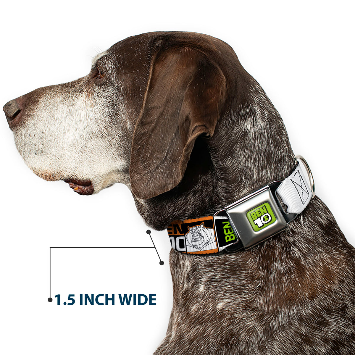 BEN 10 Title Logo Full Color Green/Black/White Seatbelt Buckle Collar - BEN 10 Rath and Title Logo Blocks Orange/Green/Black/White Dog Collars Seatbelt Buckle Ben 10