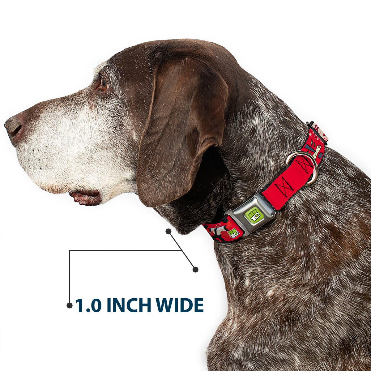 BEN 10 Title Logo Full Color Green/Black/White Seatbelt Buckle Collar - BEN 10 FOUR ARMS Poses and Text Red/Grays Seatbelt Buckle Collars Ben 10
