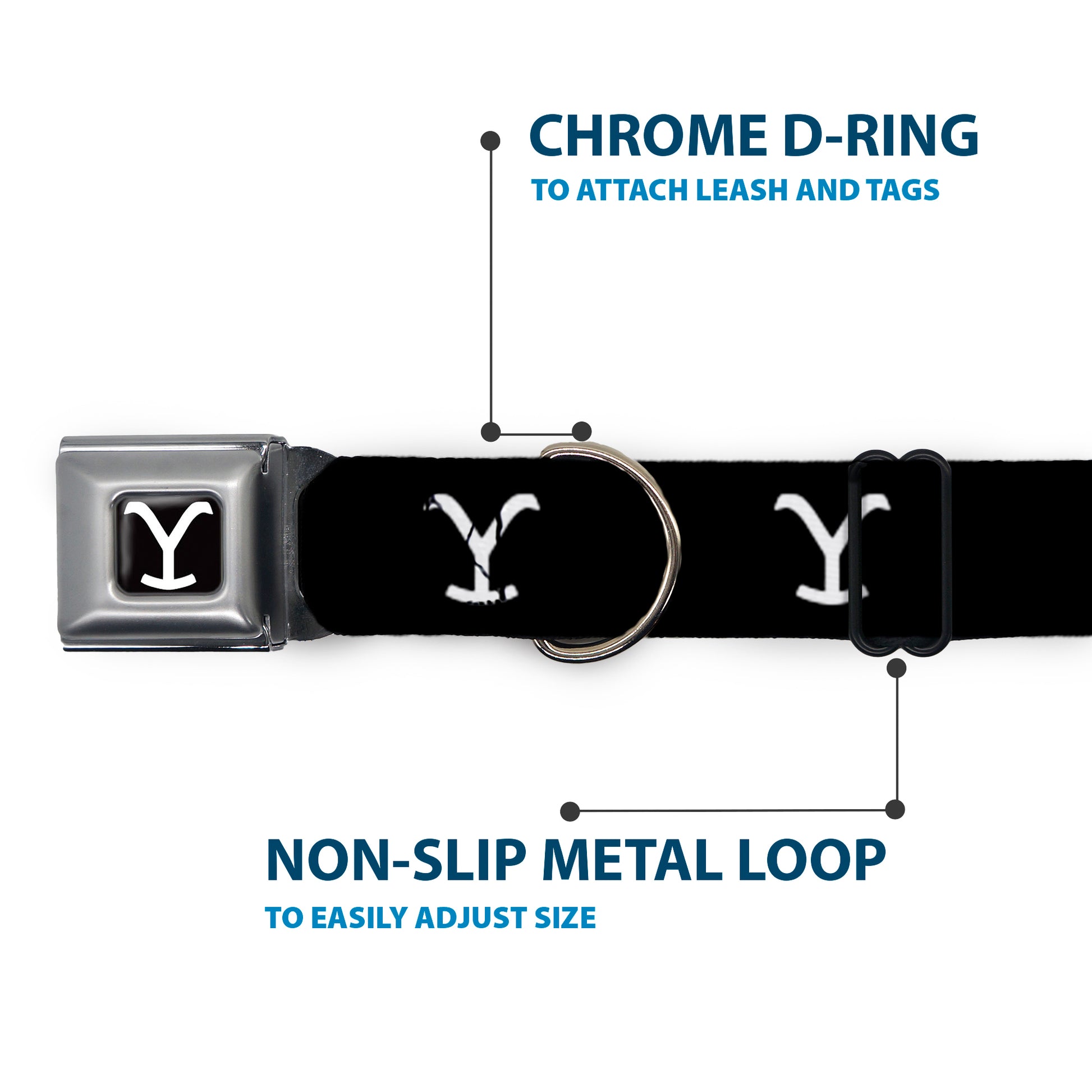 Yellowstone Y Logo Full Color Black/White Seatbelt Buckle Collar - Yellowstone Y Logo Black/White Seatbelt Buckle Collars Yellowstone
