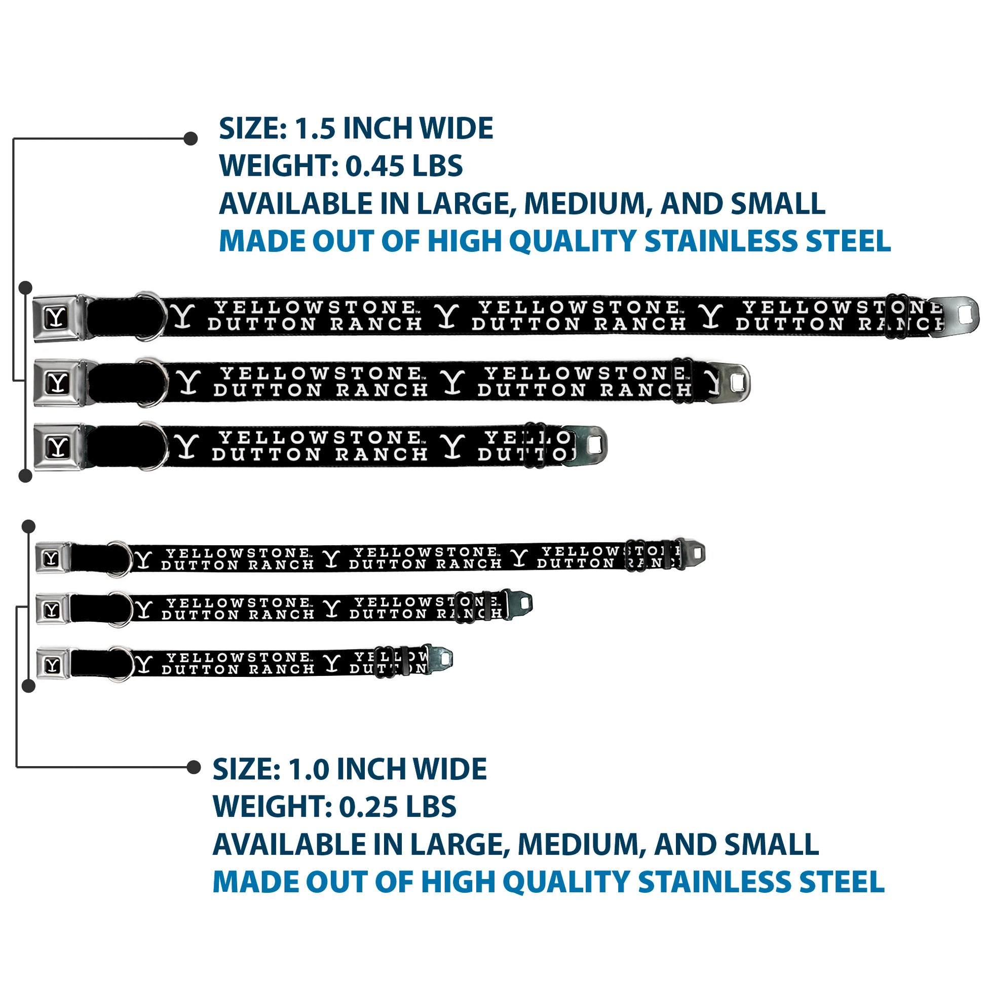 Yellowstone Y Logo Full Color Black/White Seatbelt Buckle Collar - YELLOWSTONE DUTTON RANCH and Logo Black/White Seatbelt Buckle Collars Yellowstone