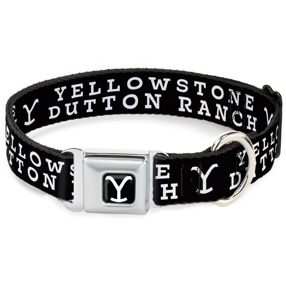 Yellowstone Y Logo Full Color Black/White Seatbelt Buckle Collar - YELLOWSTONE DUTTON RANCH and Logo Black/White Seatbelt Buckle Collars Yellowstone