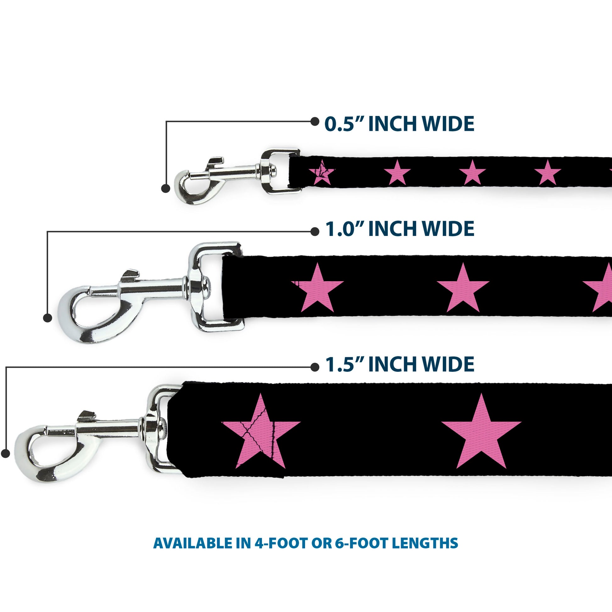 Dog Leash - Star Black/Pink Dog Leashes Buckle-Down