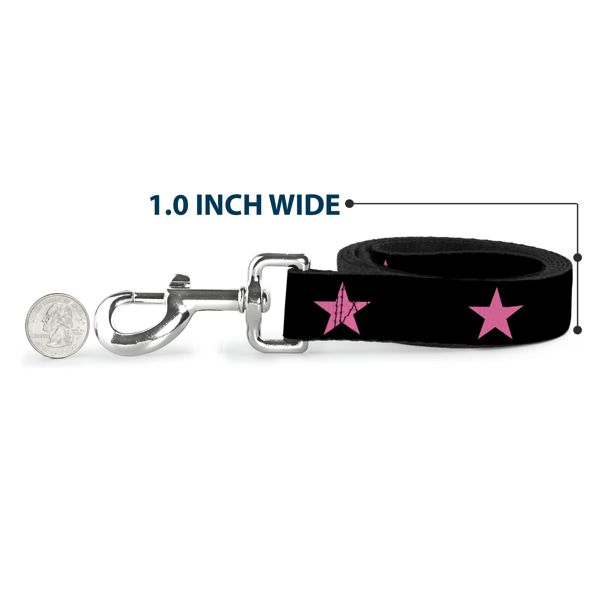Dog Leash - Star Black/Pink Dog Leashes Buckle-Down