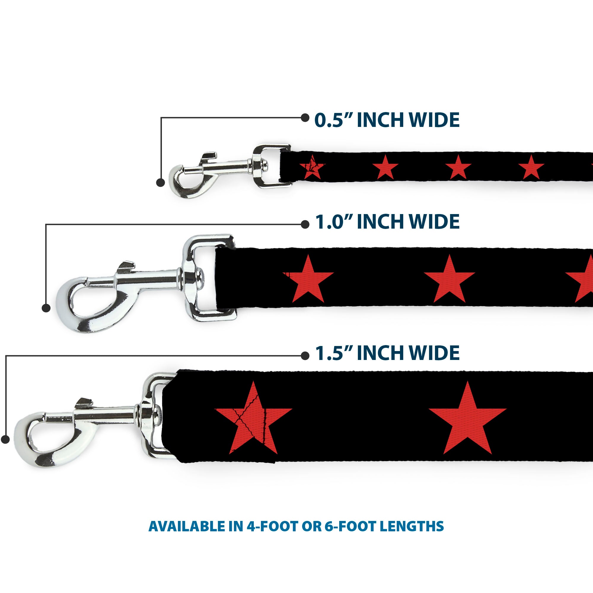 Dog Leash - Star Black/Red Dog Leashes Buckle-Down
