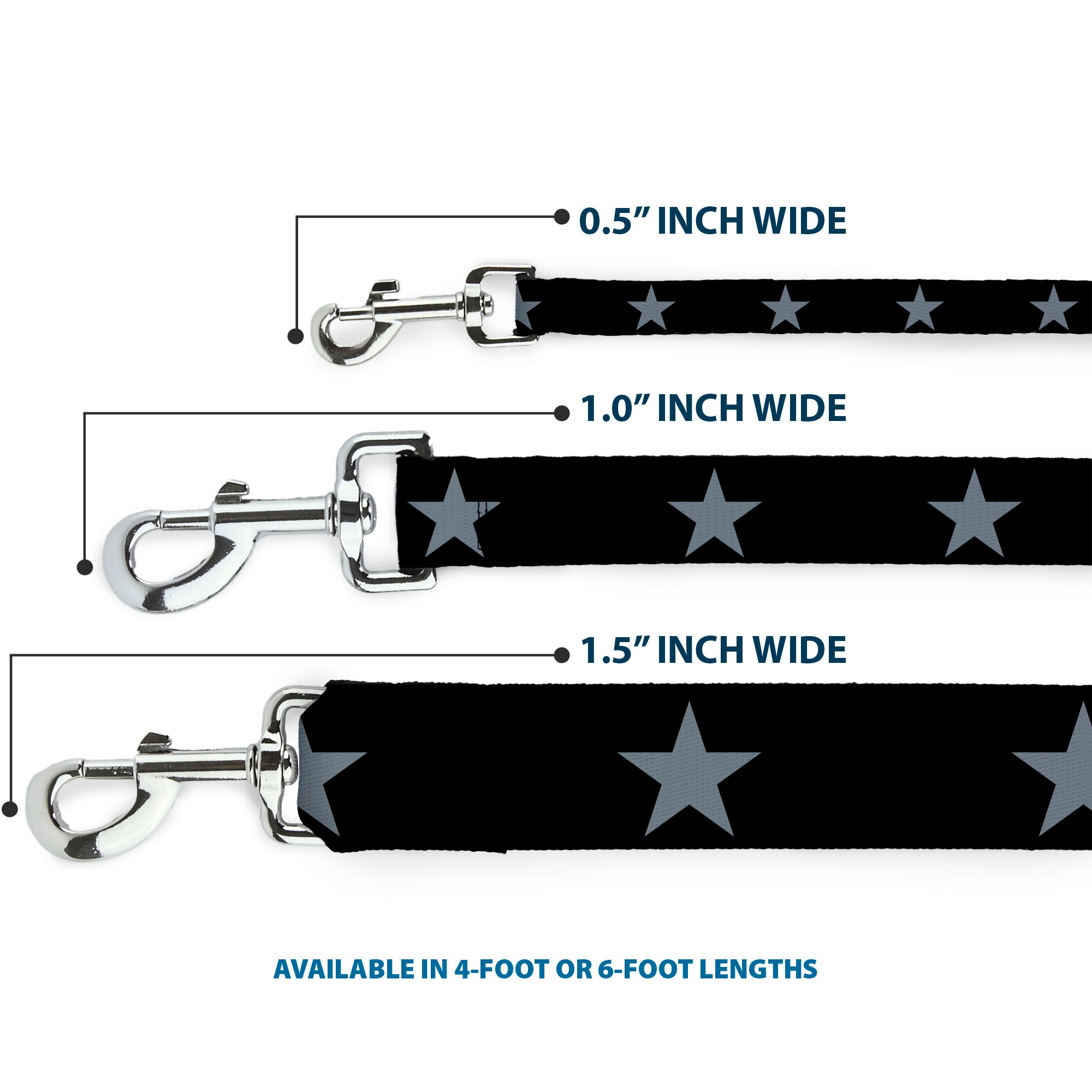 Dog Leash - Star Black/Silver Dog Leashes Buckle-Down