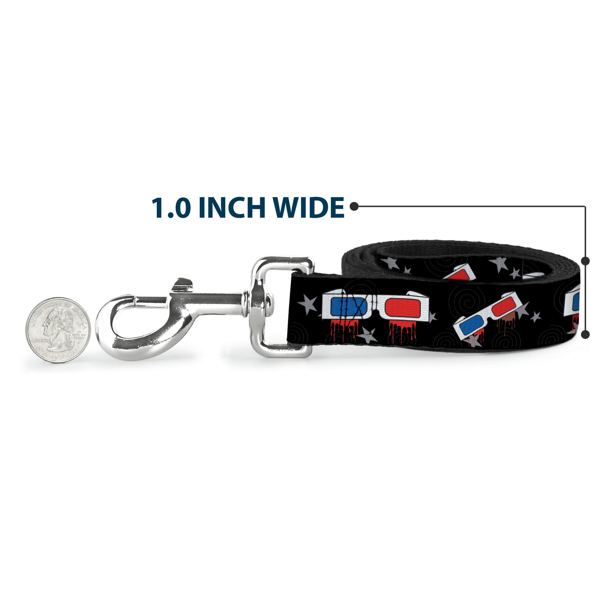 Dog Leash - 3-D Glasses Dripping w/Stars Dog Leashes Buckle-Down