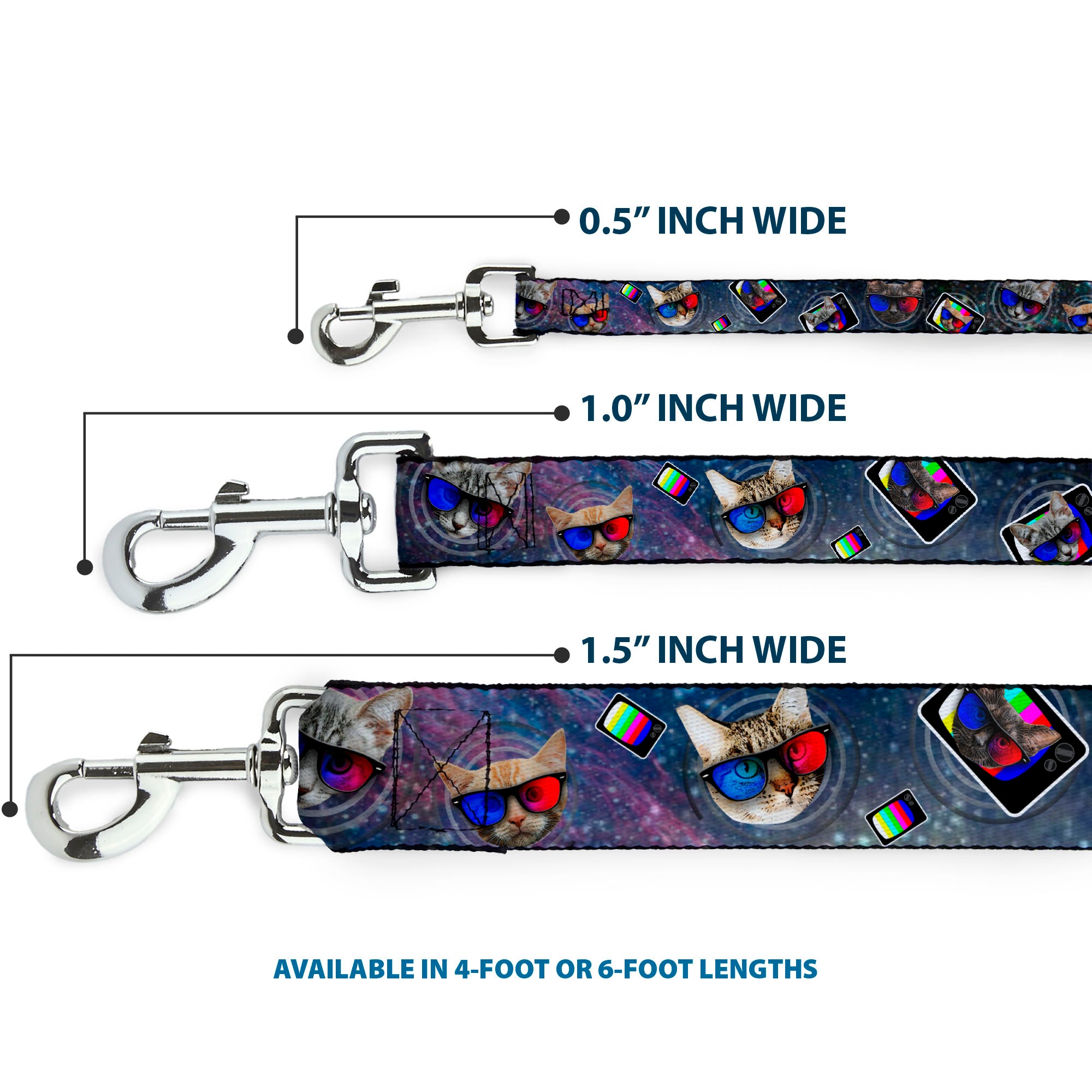 Dog Leash - 3-D TV Cats in Space Dog Leashes Buckle-Down