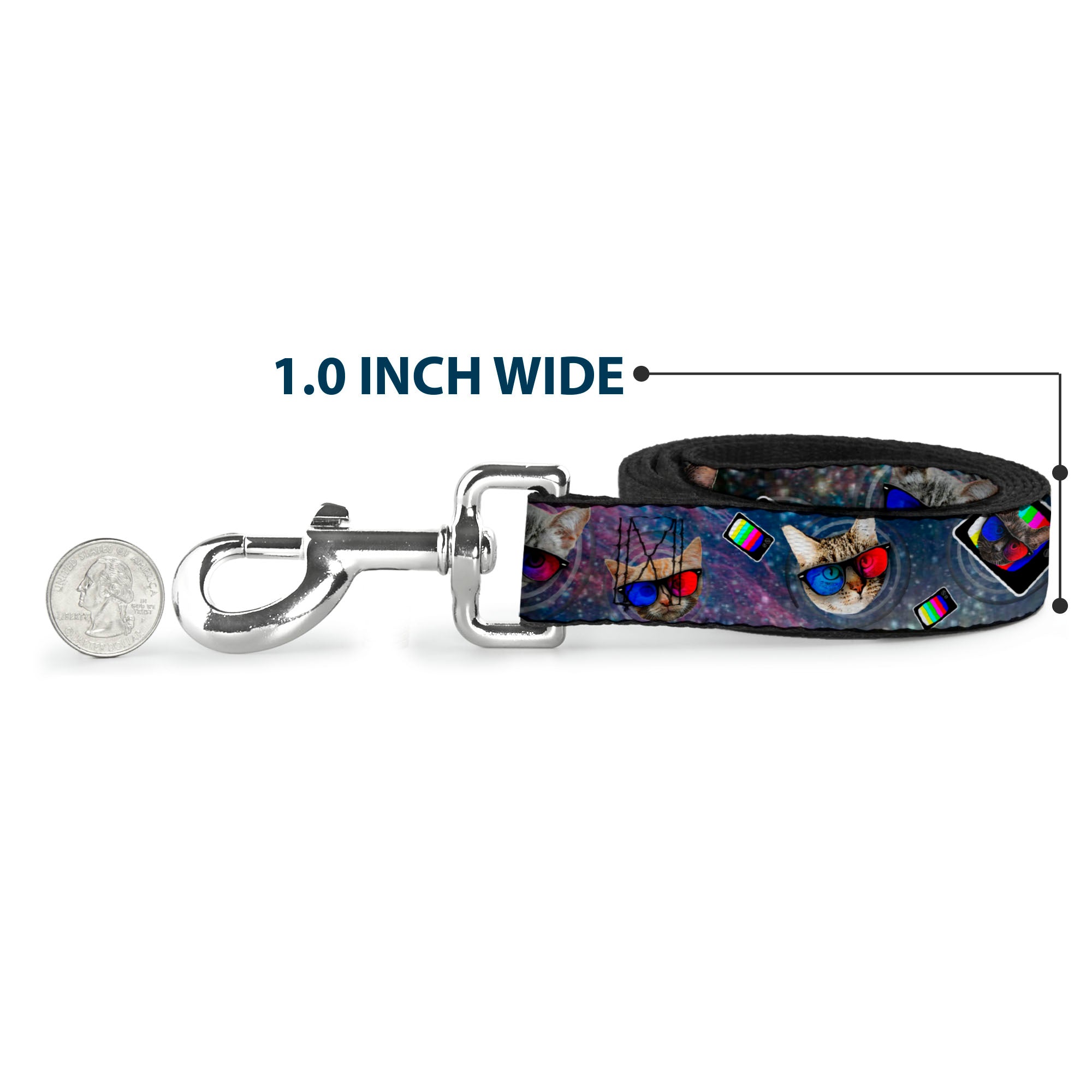 Dog Leash - 3-D TV Cats in Space Dog Leashes Buckle-Down