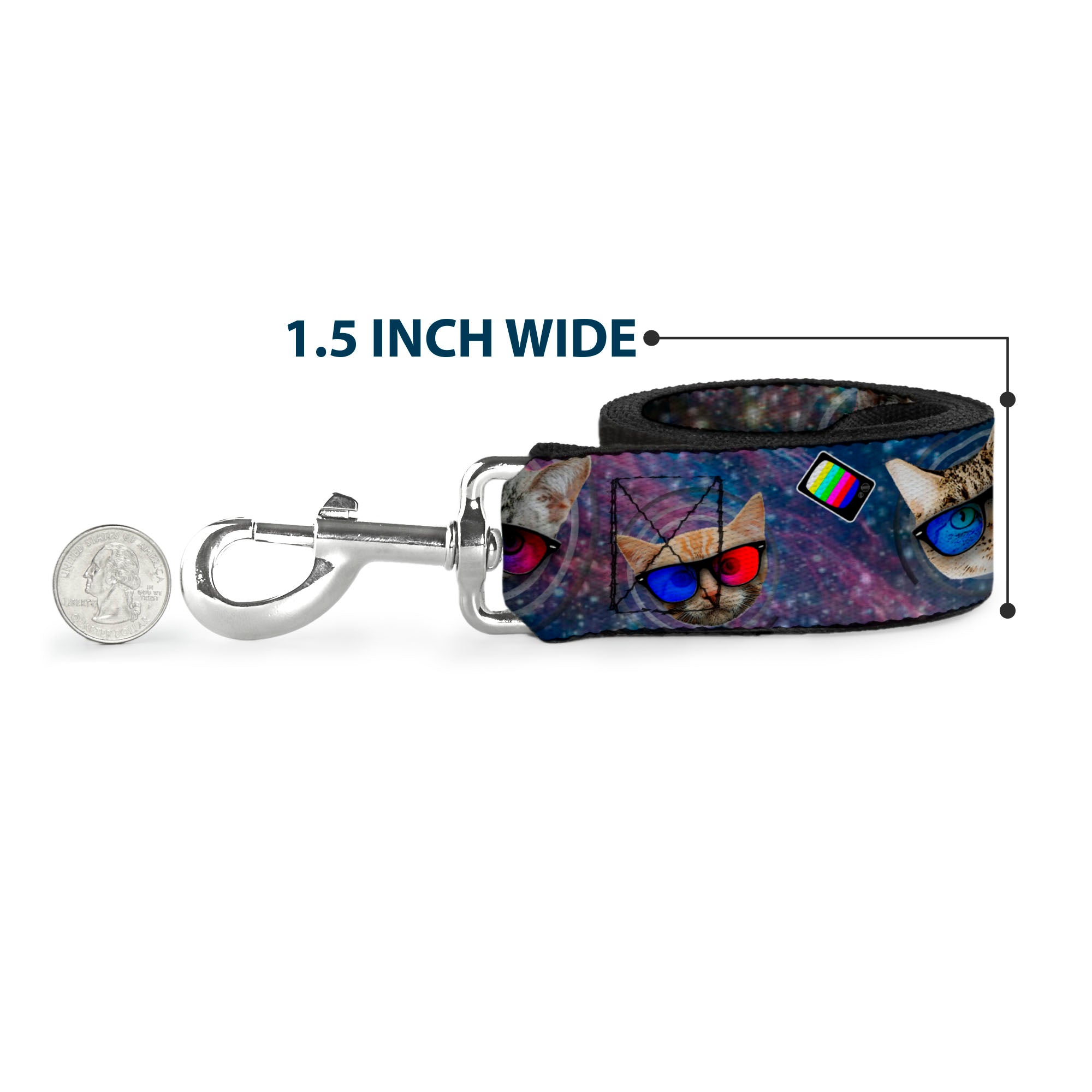 Dog Leash - 3-D TV Cats in Space Dog Leashes Buckle-Down