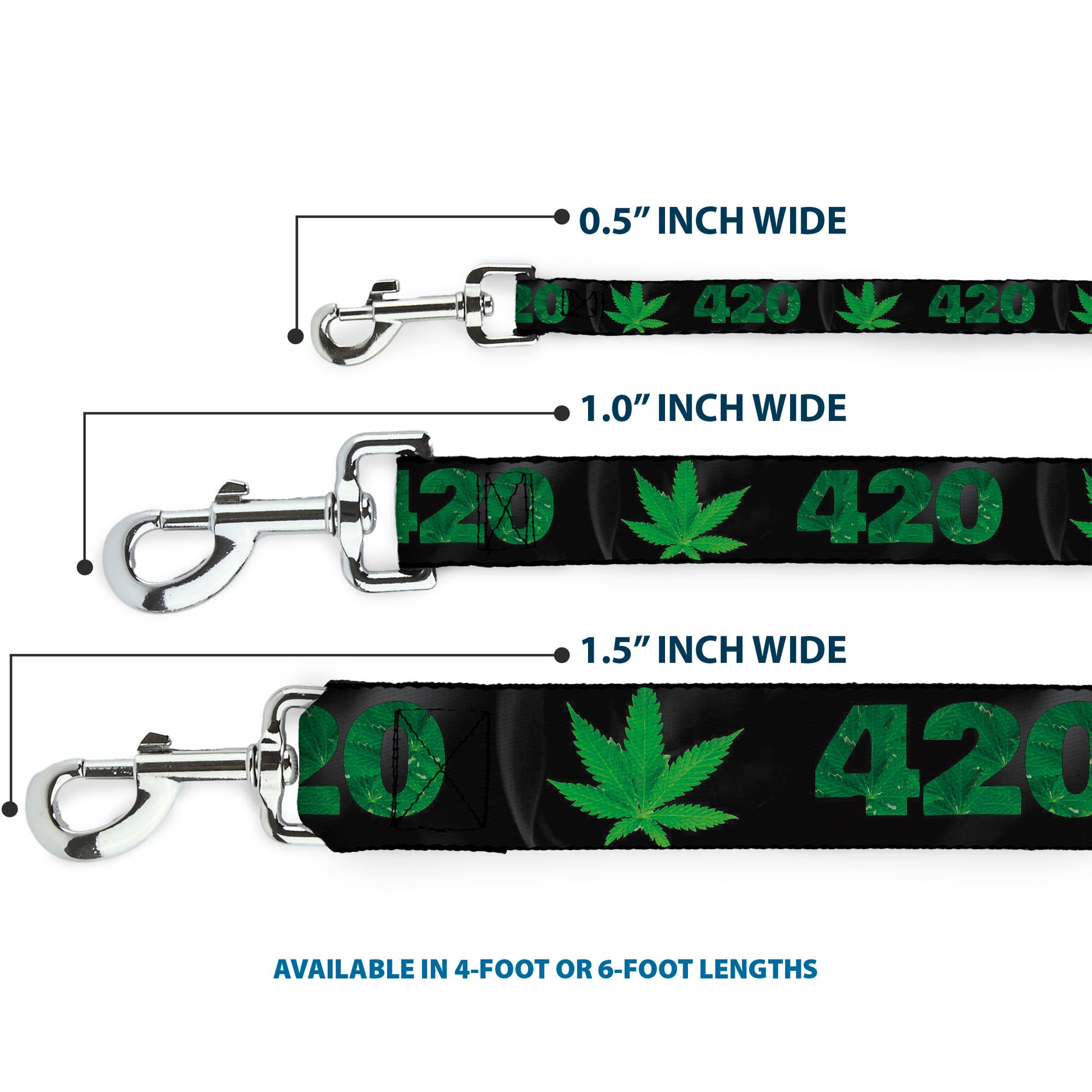 Buckle-Down Dog Leash - 420/Pot Leaf Black/Smoke/Green Dog Leashes Buckle-Down