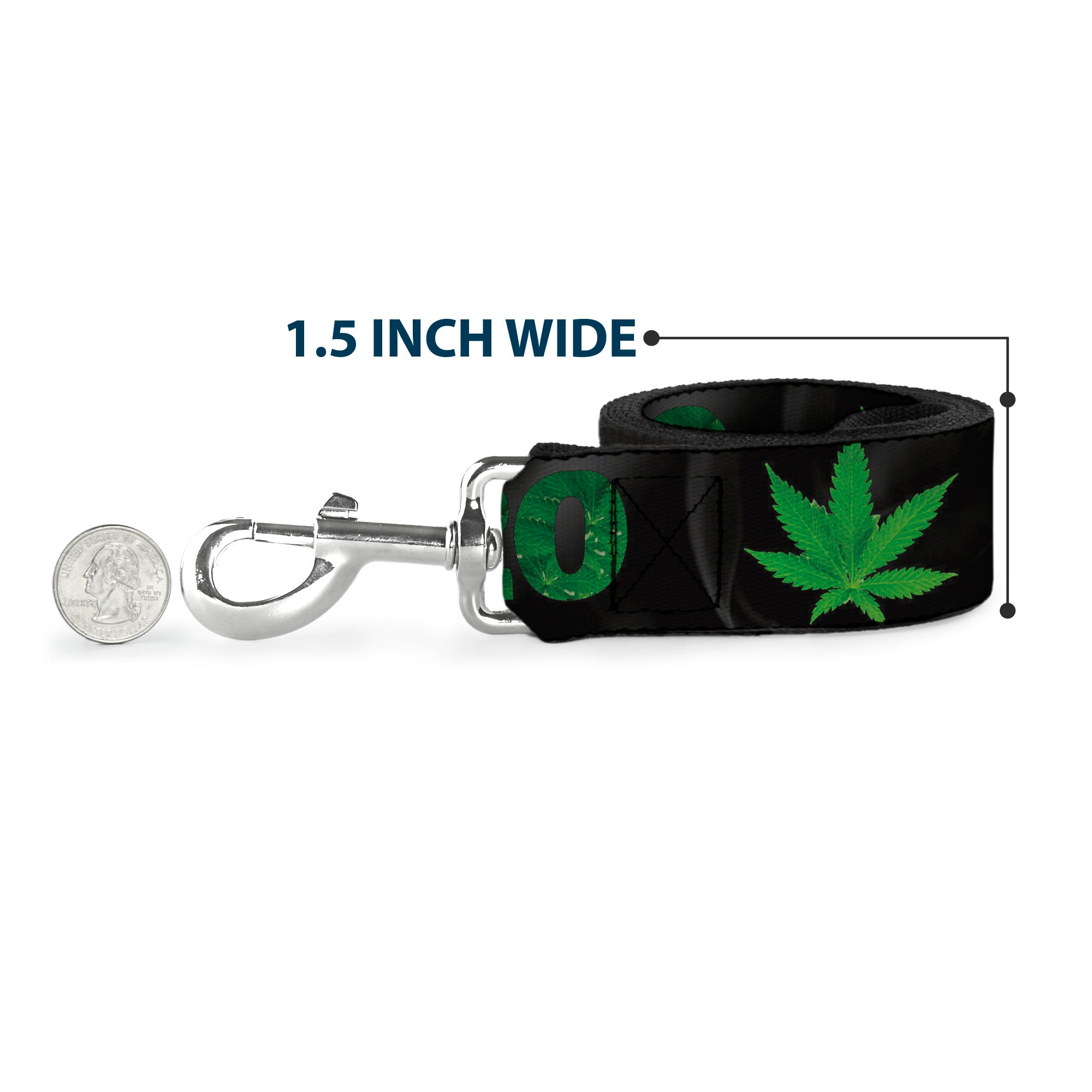 Buckle-Down Dog Leash - 420/Pot Leaf Black/Smoke/Green Dog Leashes Buckle-Down