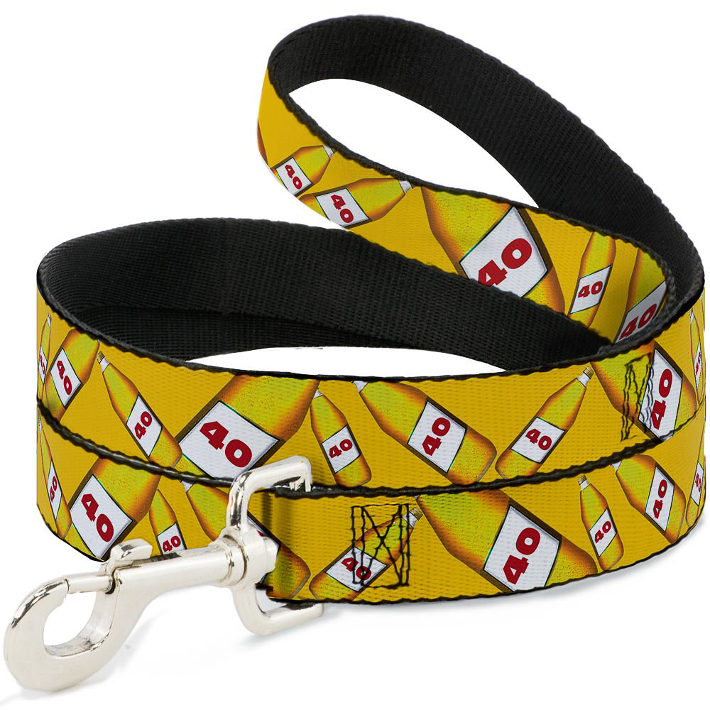 Buckle-Down Dog Leash - 40 Oz. Beer Bottles Yellow Dog Leashes Buckle-Down