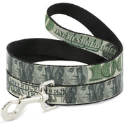 Dog Leash - 100 Dollar Bill CLOSE-UP/Triple Benjamin Dog Leashes Buckle-Down