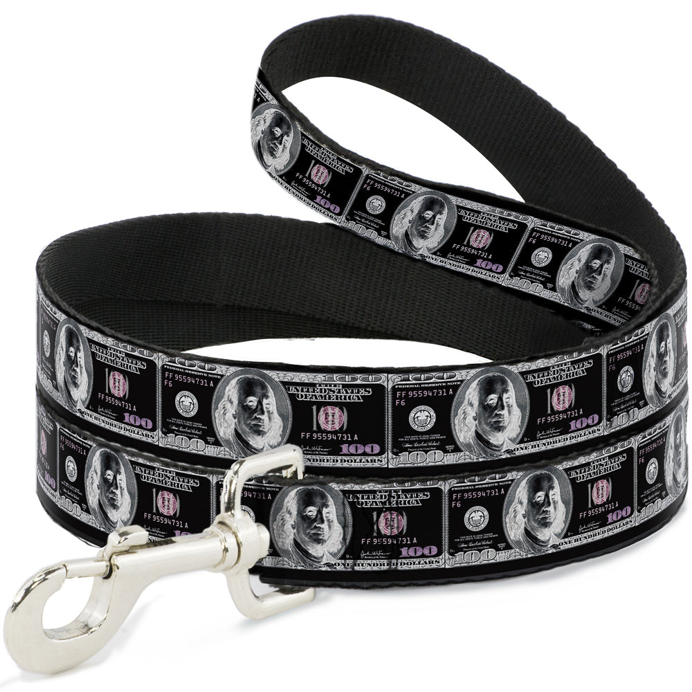 Dog Leash - 100 Dollar Bill X-Ray Black/White Dog Leashes Buckle-Down
