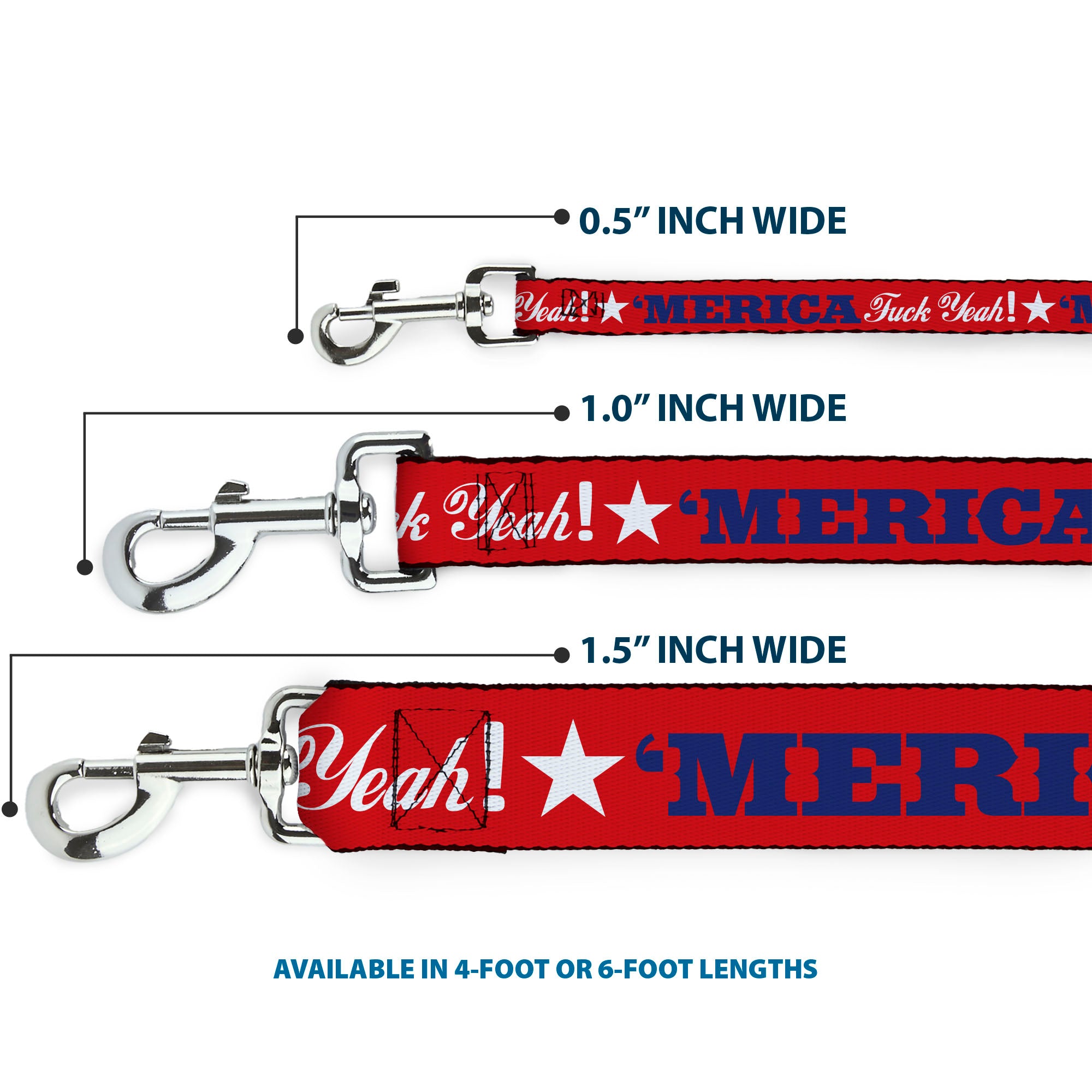 Dog Leash - 'MERICA FUCK YEAH!/Star Red/Blue/White Dog Leashes Buckle-Down