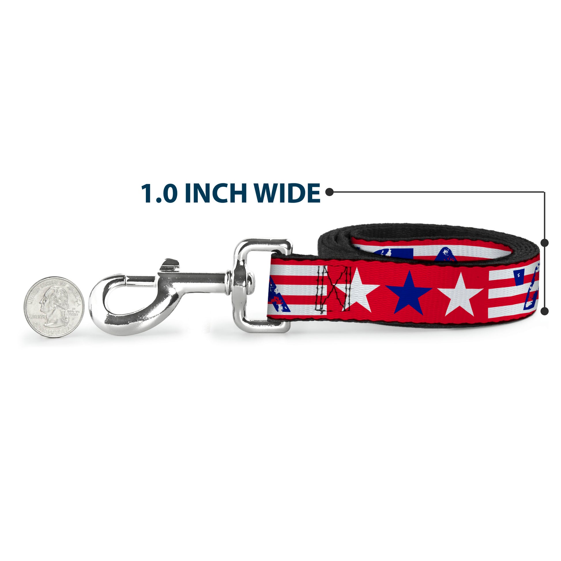 Dog Leash - 'MERICA Stripes/Stars Red/White/Blue Dog Leashes Buckle-Down