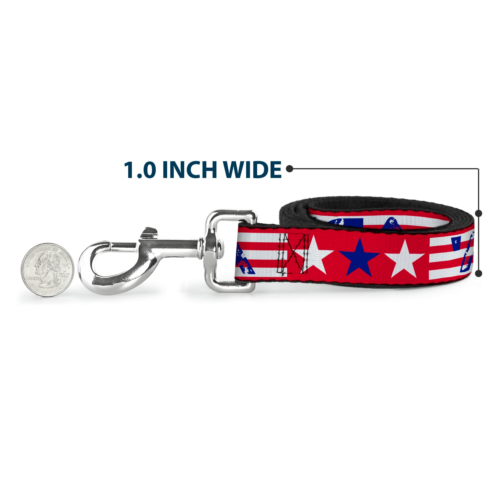 Dog Leash - 'MERICA Stripes/Stars Red/White/Blue Dog Leashes Buckle-Down