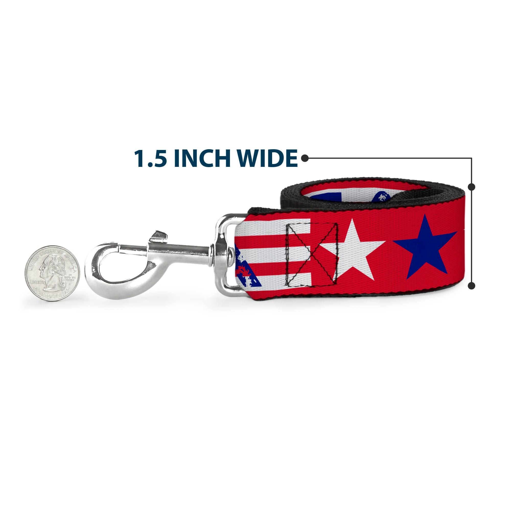 Dog Leash - 'MERICA Stripes/Stars Red/White/Blue Dog Leashes Buckle-Down