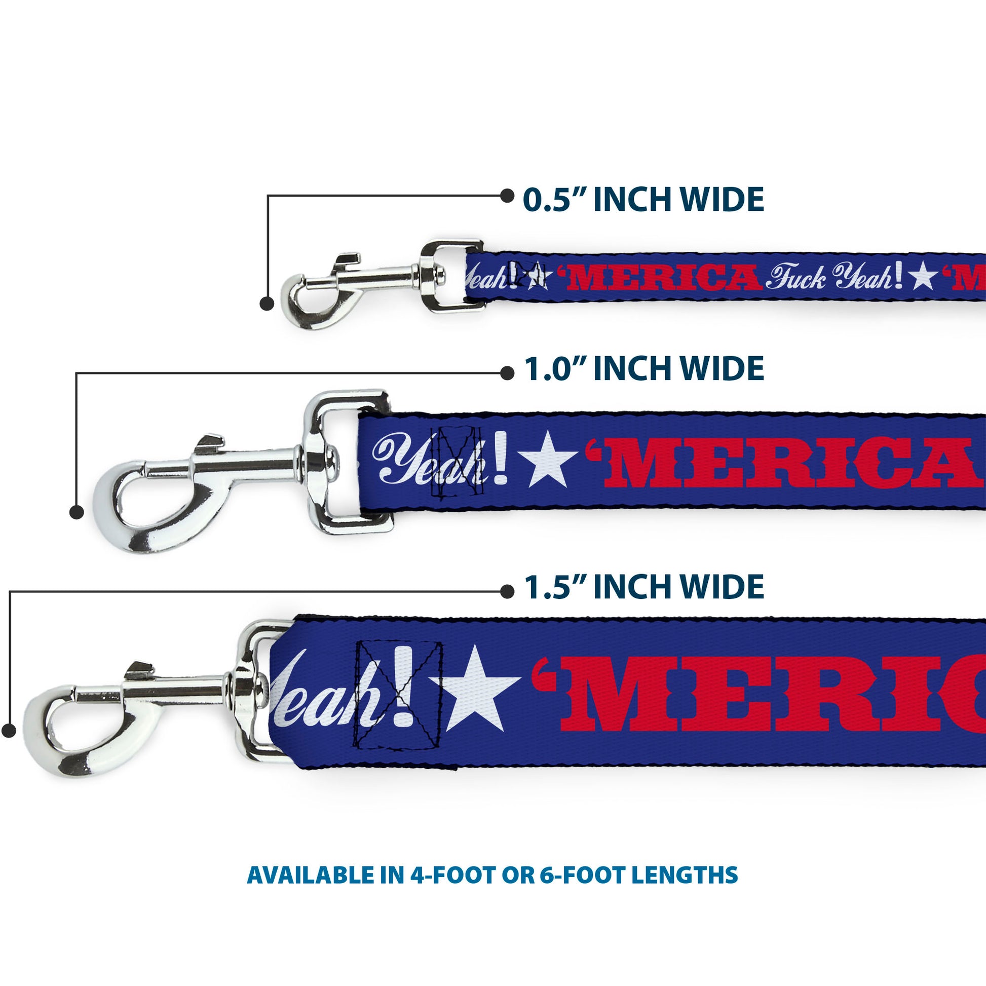 Dog Leash - 'MERICA FUCK YEAH!/Star Blue/Red/White Dog Leashes Buckle-Down