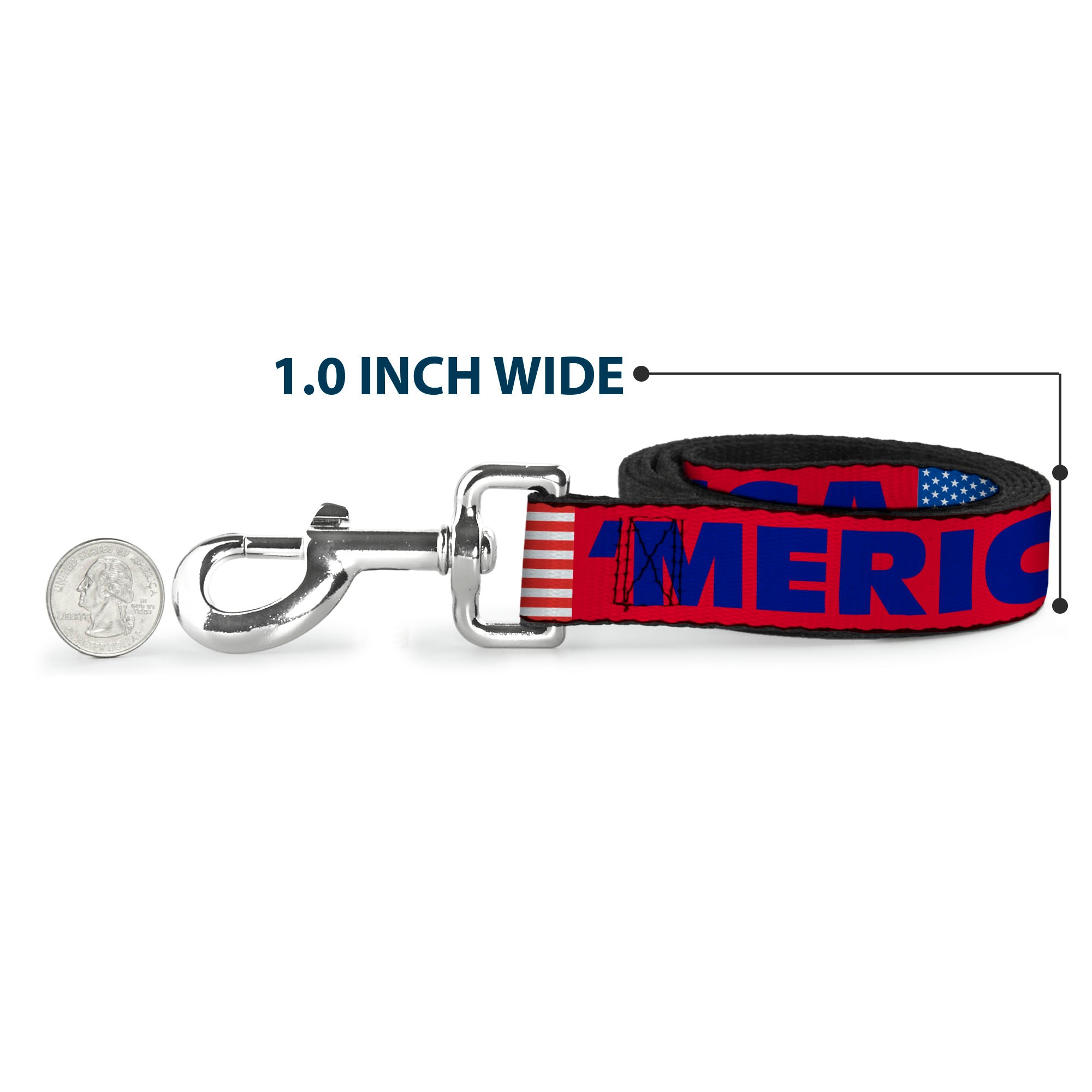 Dog Leash - 'MERICA/US Flag Red/Blue/White Dog Leashes Buckle-Down