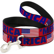 Dog Leash - 'MERICA/US Flag Red/Blue/White Dog Leashes Buckle-Down