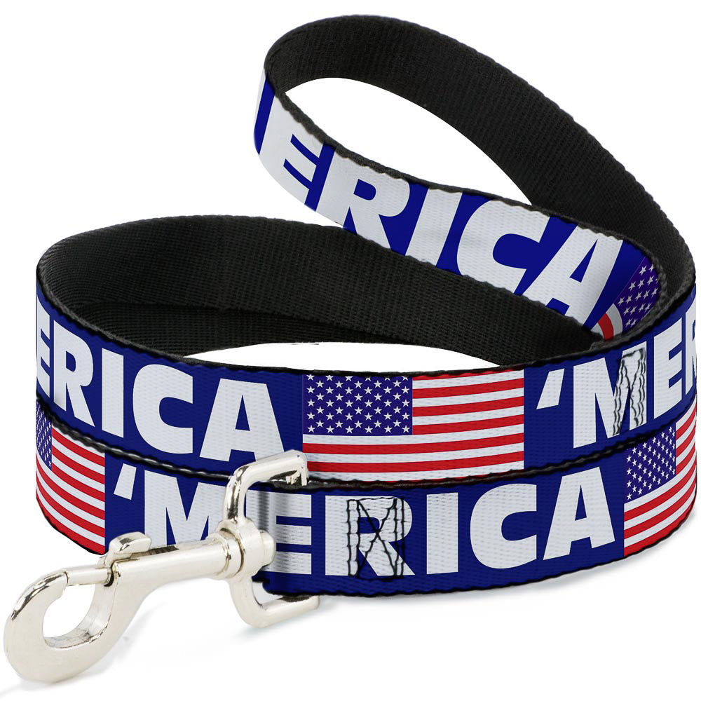 Dog Leash - 'MERICA/US Flag Blue/White/Red Dog Leashes Buckle-Down