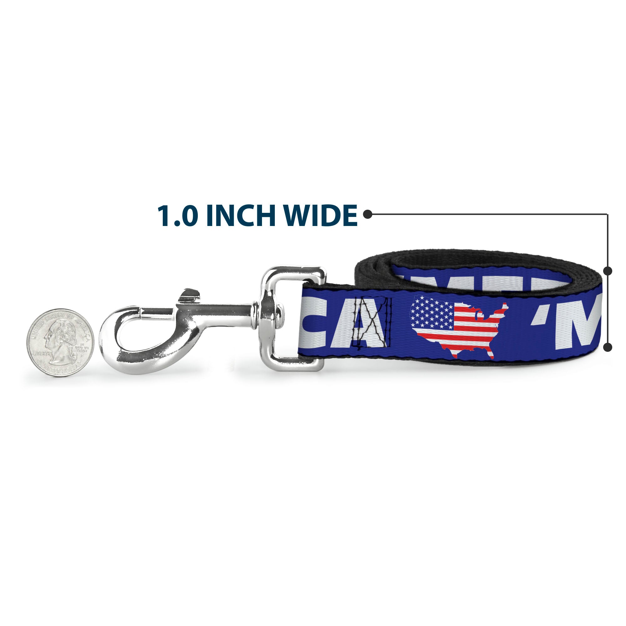 Dog Leash - 'MERICA/USA Silhouette Blue/White/US Flag Dog Leashes Buckle-Down