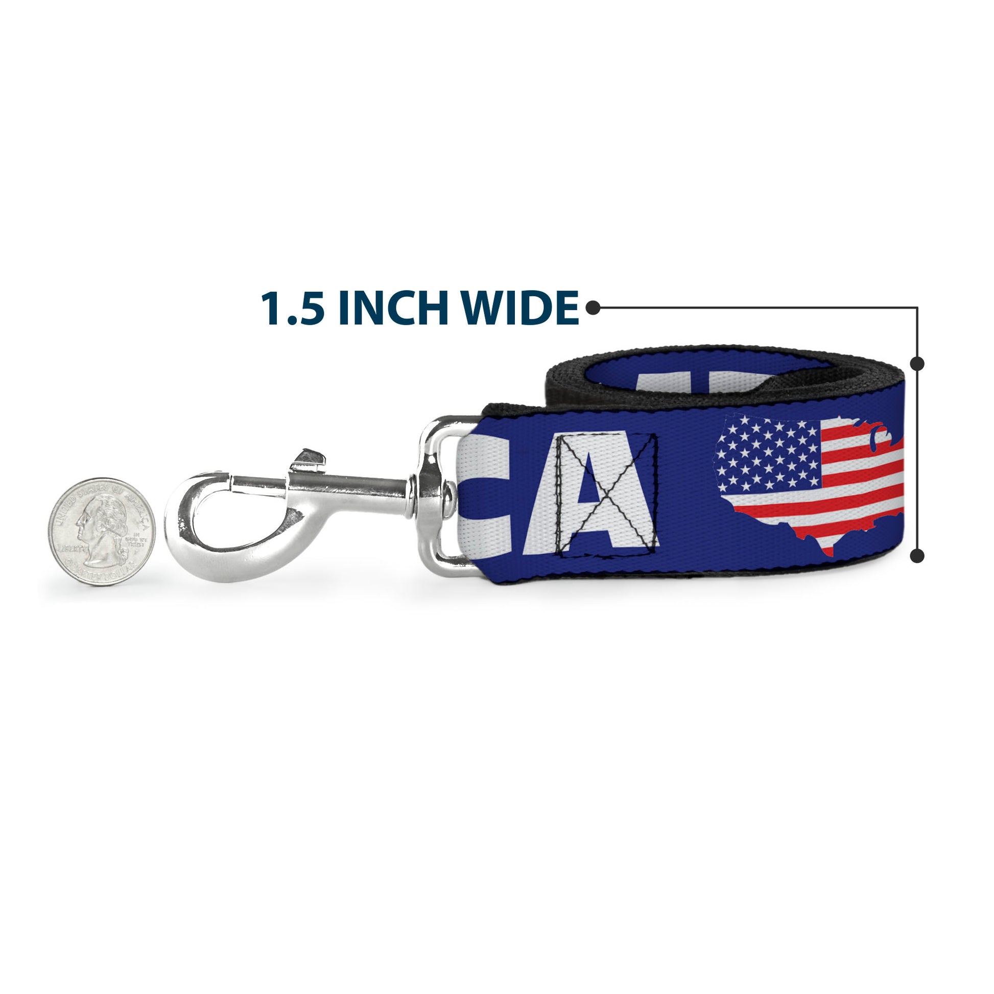 Dog Leash - 'MERICA/USA Silhouette Blue/White/US Flag Dog Leashes Buckle-Down