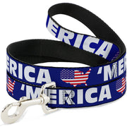 Dog Leash - 'MERICA/USA Silhouette Blue/White/US Flag Dog Leashes Buckle-Down