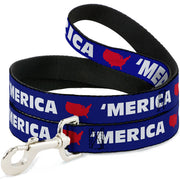 Dog Leash - 'MERICA/USA Silhouette Blue/White/Red Dog Leashes Buckle-Down