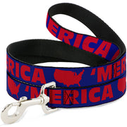 Dog Leash - 'MERICA/USA Silhouette Blue/Red Dog Leashes Buckle-Down