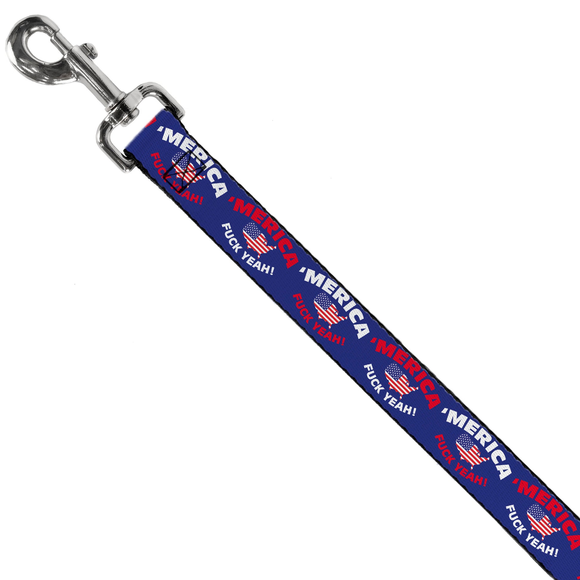 Dog Leash - 'MERICA FUCK YEAH!/USA Silhouette Blue/White/Red/US Flag Dog Leashes Buckle-Down