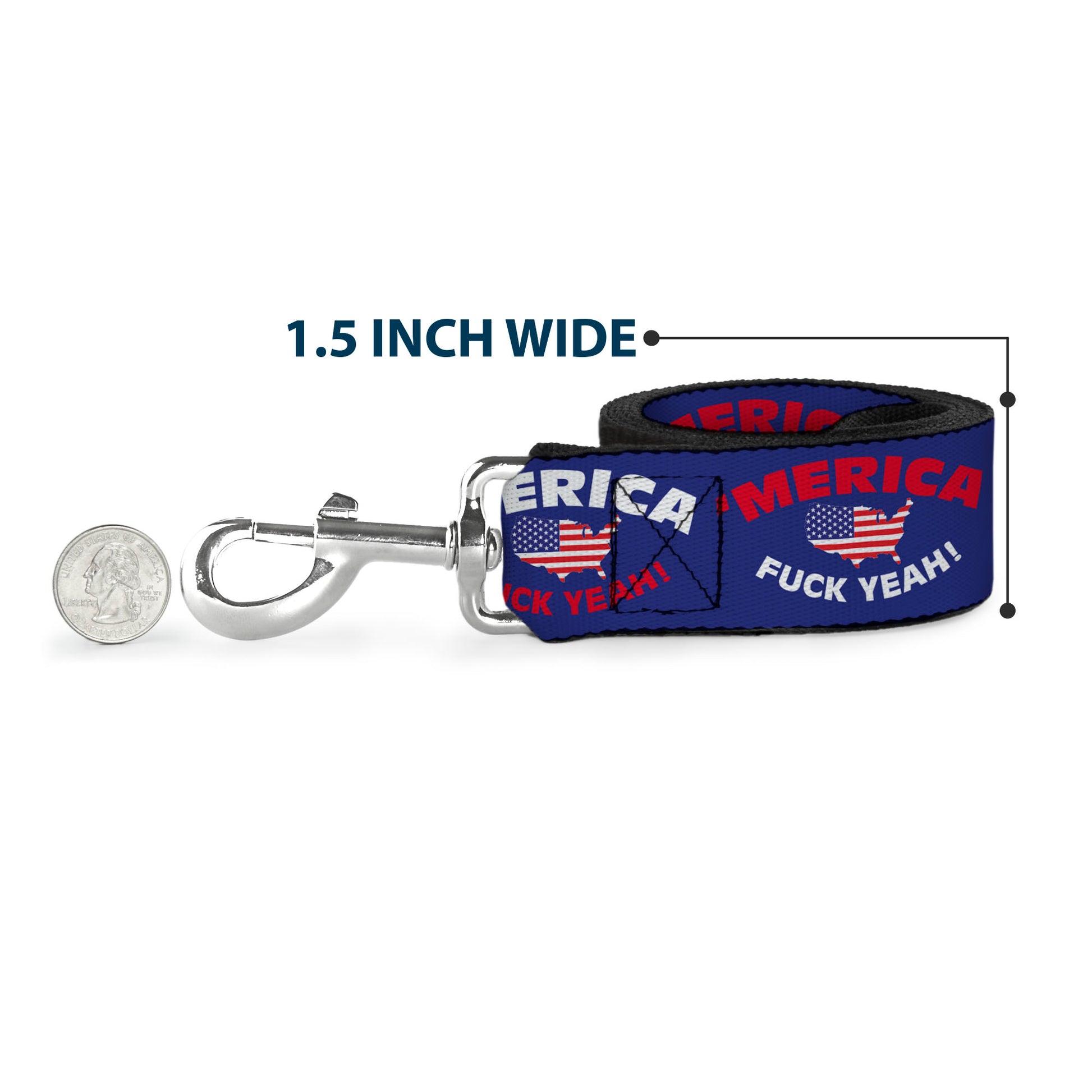 Dog Leash - 'MERICA FUCK YEAH!/USA Silhouette Blue/White/Red/US Flag Dog Leashes Buckle-Down