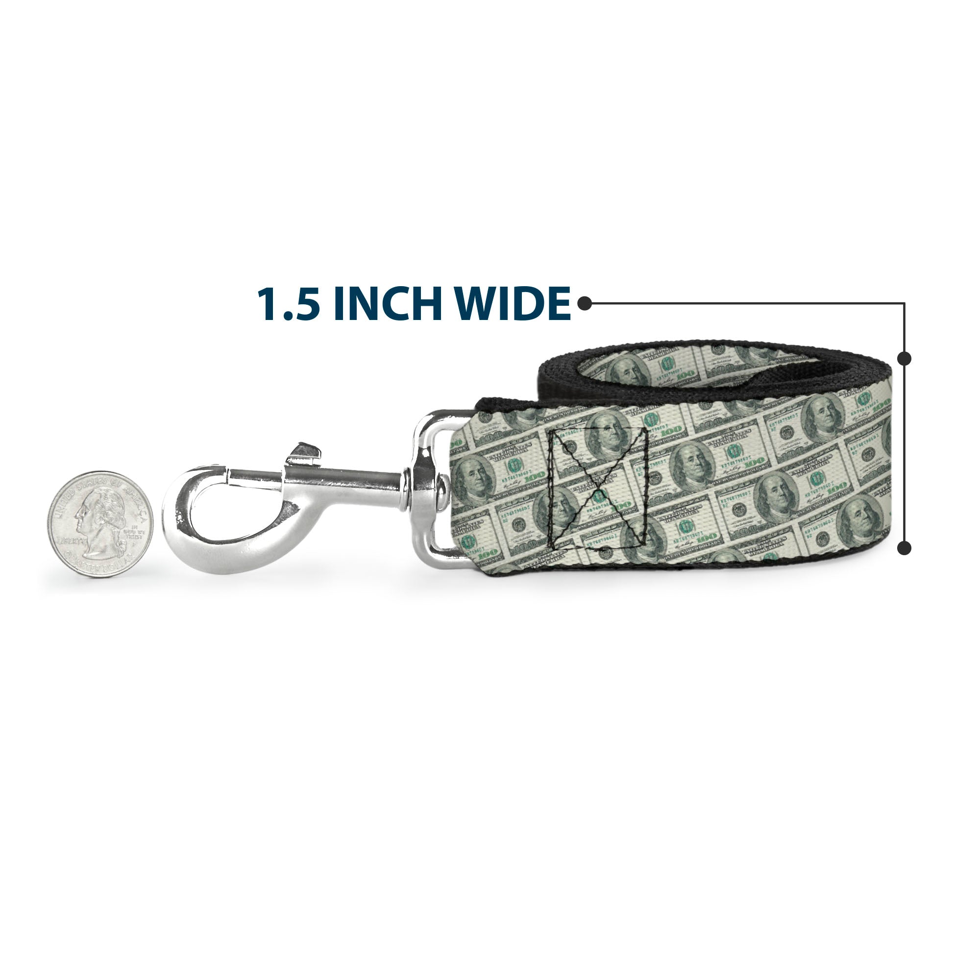 Dog Leash - 100 Dollar Bill Old Series 2006 Repeat Dog Leashes Buckle-Down