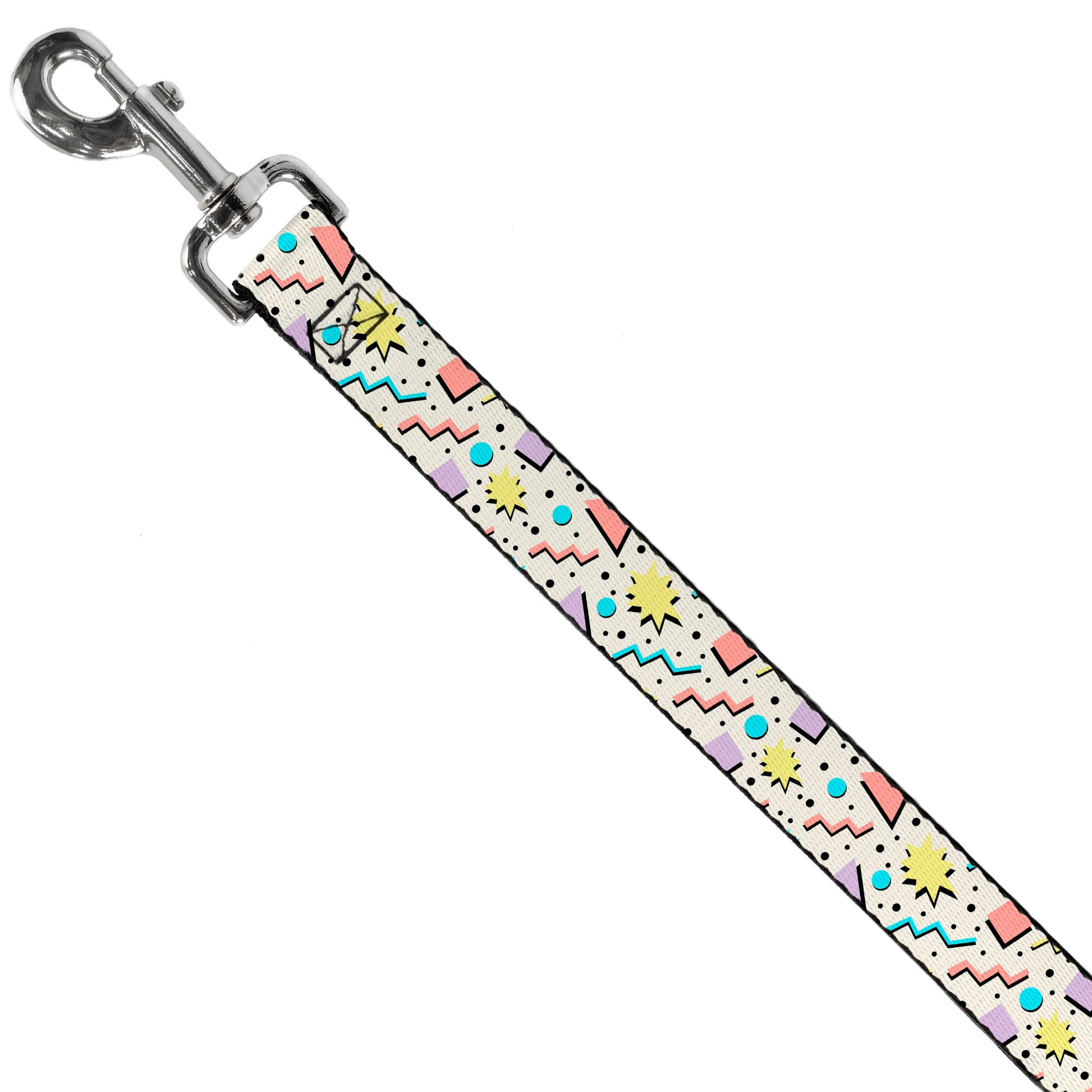 Dog Leash - 90s Nineties Grid Pattern Gray/Multi Pastel Dog Leashes Buckle-Down