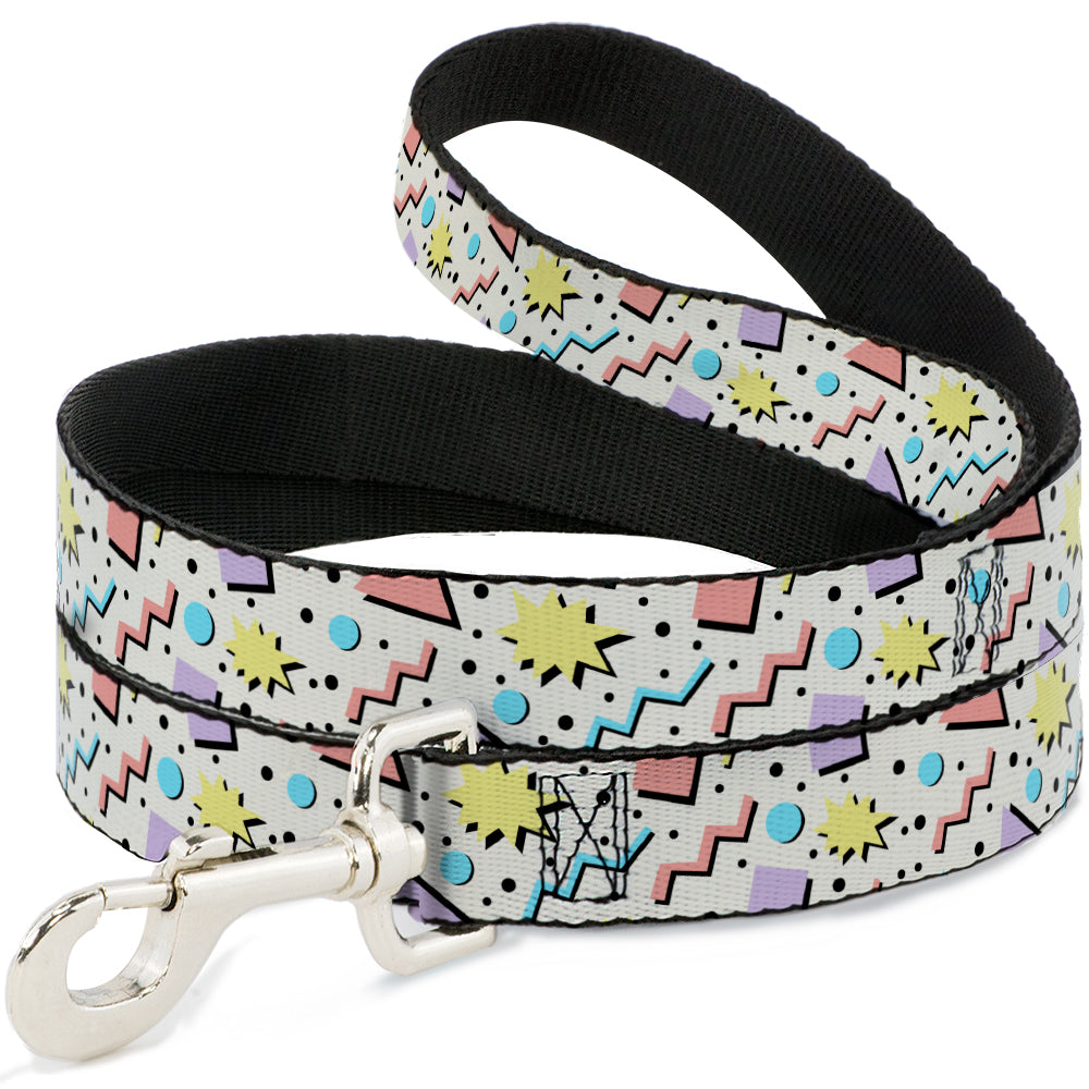 Dog Leash - 90s Nineties Grid Pattern Gray/Multi Pastel Dog Leashes Buckle-Down