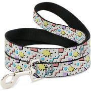 Dog Leash - 90s Nineties Grid Pattern Gray/Multi Pastel Dog Leashes Buckle-Down