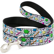 Dog Leash - 90s Nineties Grid Pattern Vibrant Gray/Multi Color Dog Leashes Buckle-Down