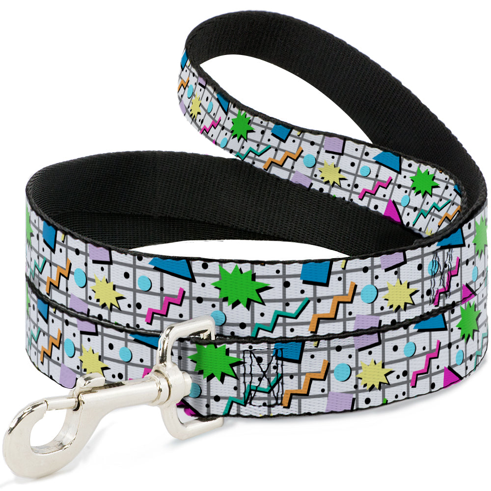 Dog Leash - 90s Nineties Grid Pattern Vibrant Gray/Multi Color Dog Leashes Buckle-Down