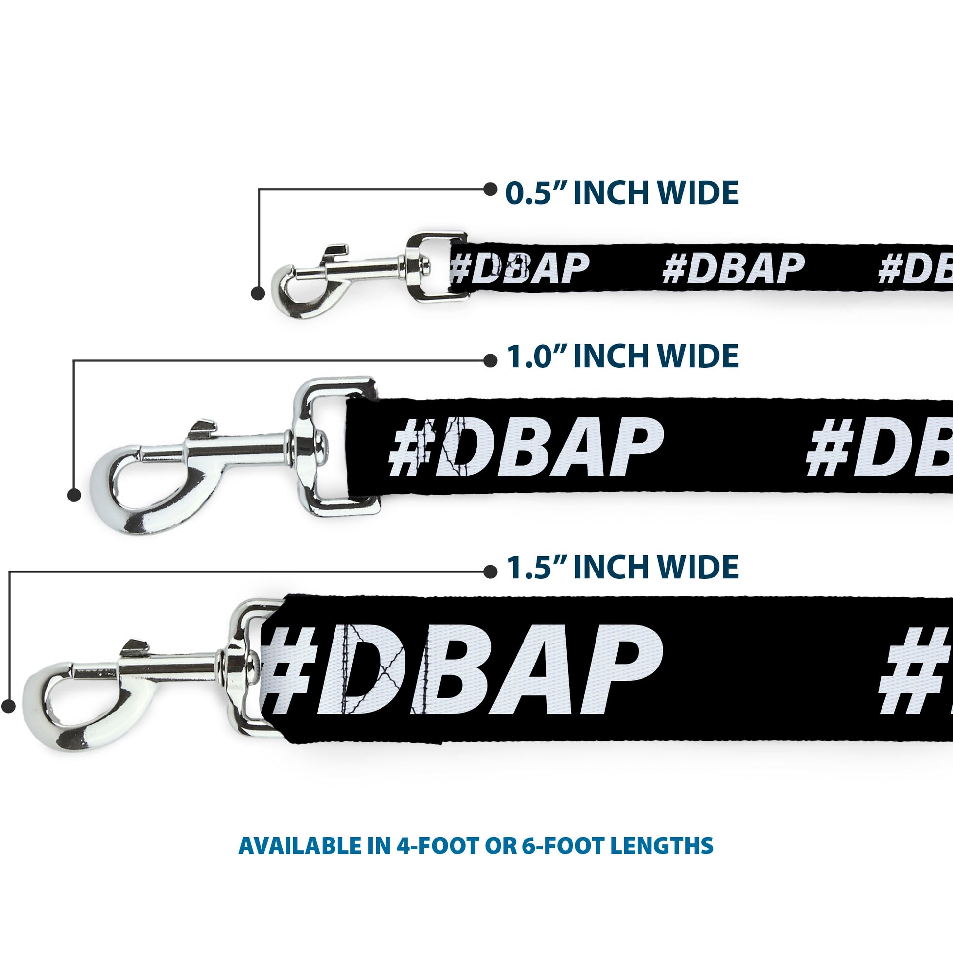 Dog Leash - #DBAP Hash Tag Text Black/White Dog Leashes Buckle-Down