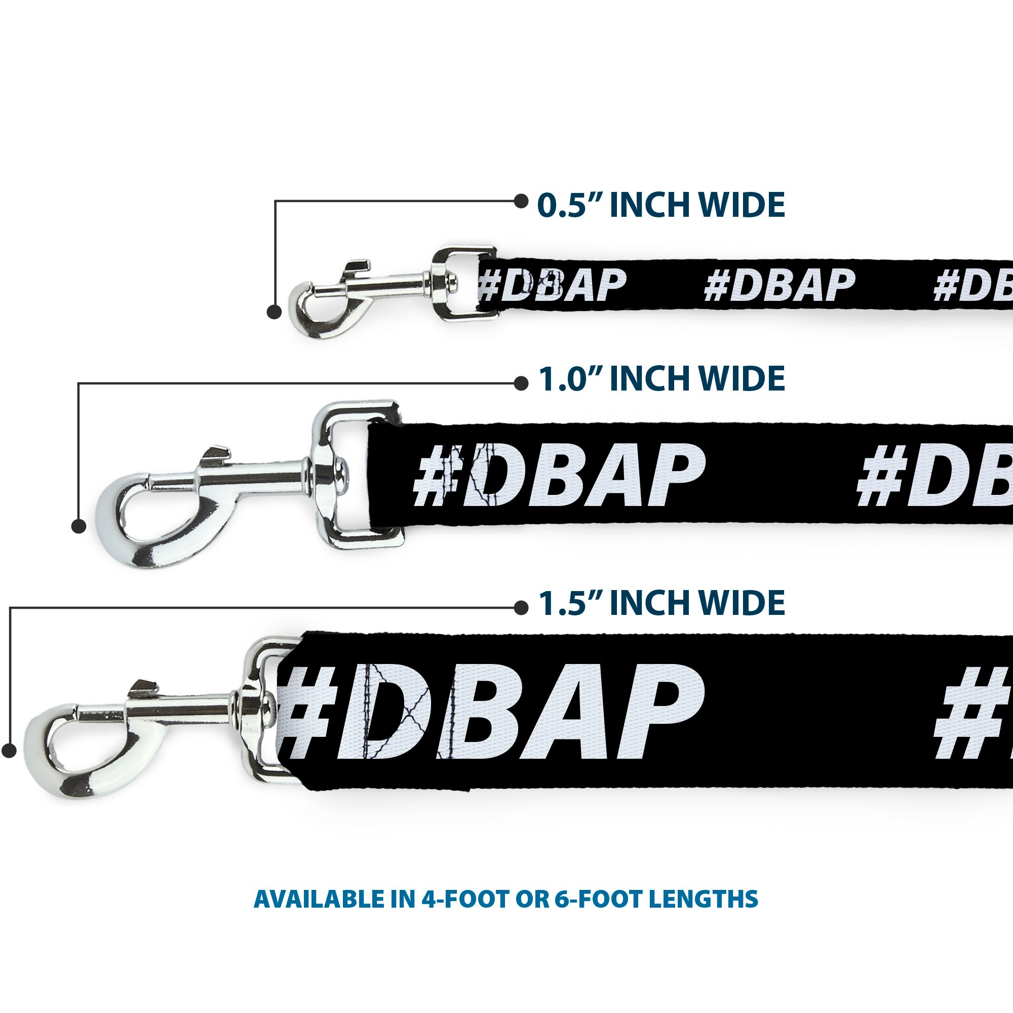 Dog Leash - #DBAP Hash Tag Text Black/White Dog Leashes Buckle-Down