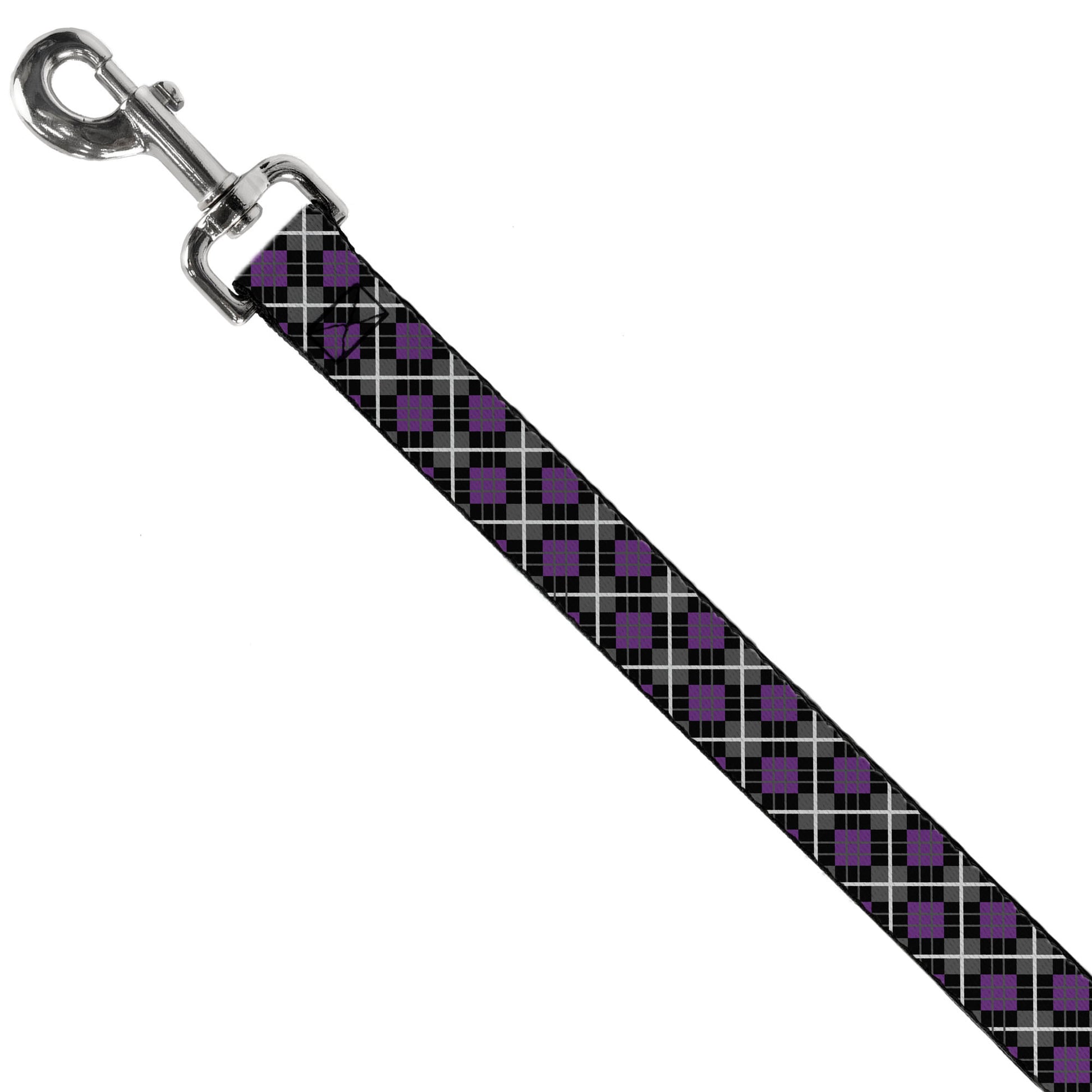Dog Leash - Argyle Black/Gray/Purple Dog Leashes Buckle-Down