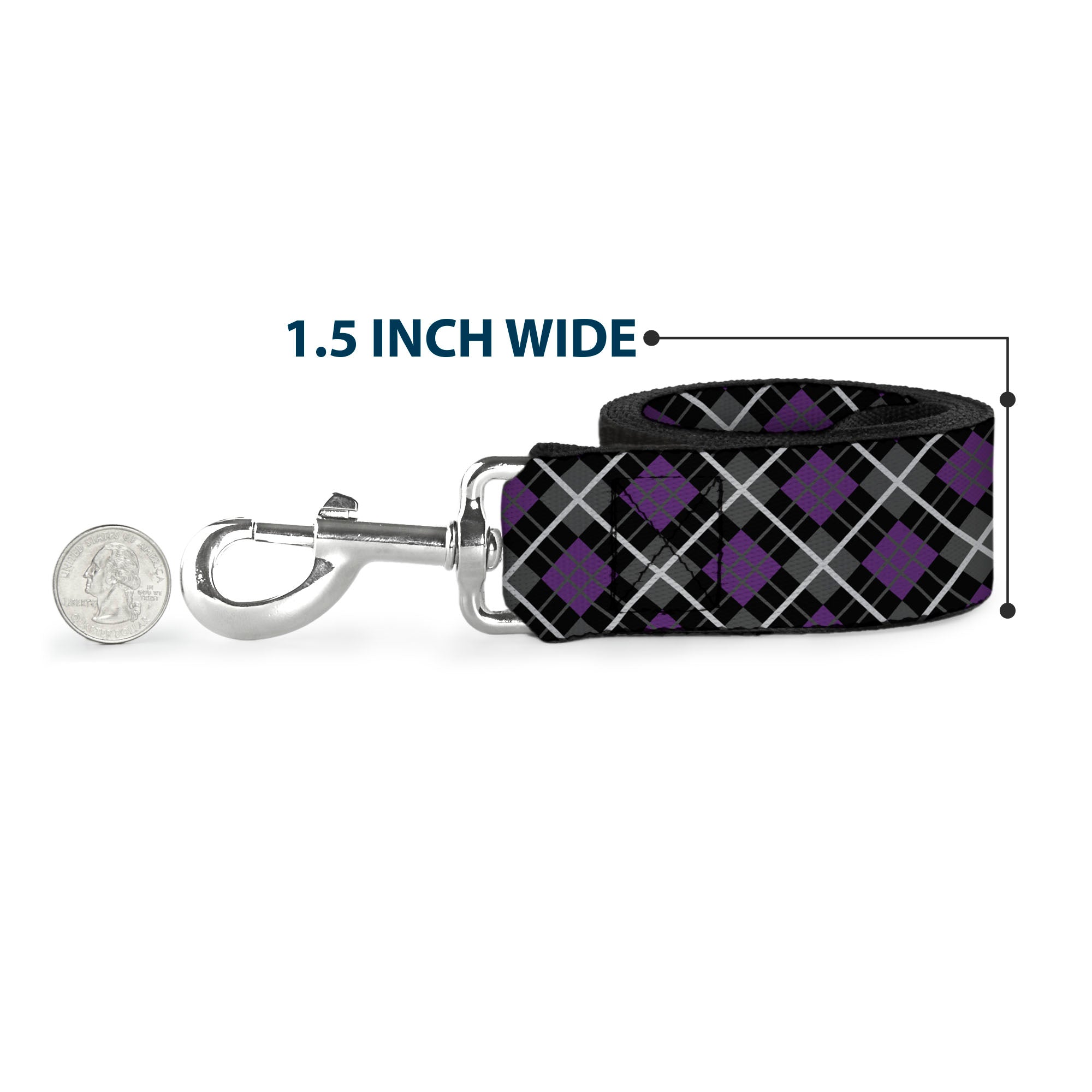 Dog Leash - Argyle Black/Gray/Purple Dog Leashes Buckle-Down