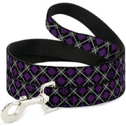 Dog Leash - Argyle Black/Gray/Purple Dog Leashes Buckle-Down
