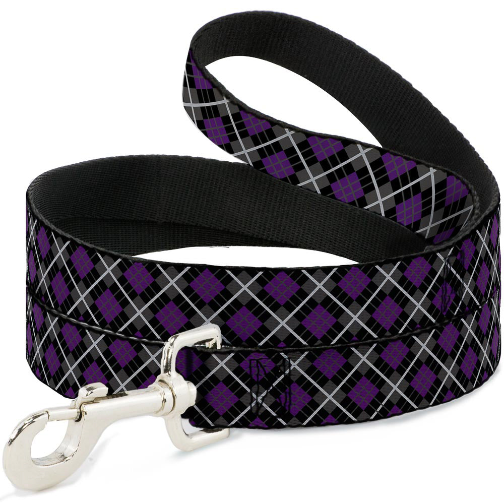 Dog Leash - Argyle Black/Gray/Purple Dog Leashes Buckle-Down