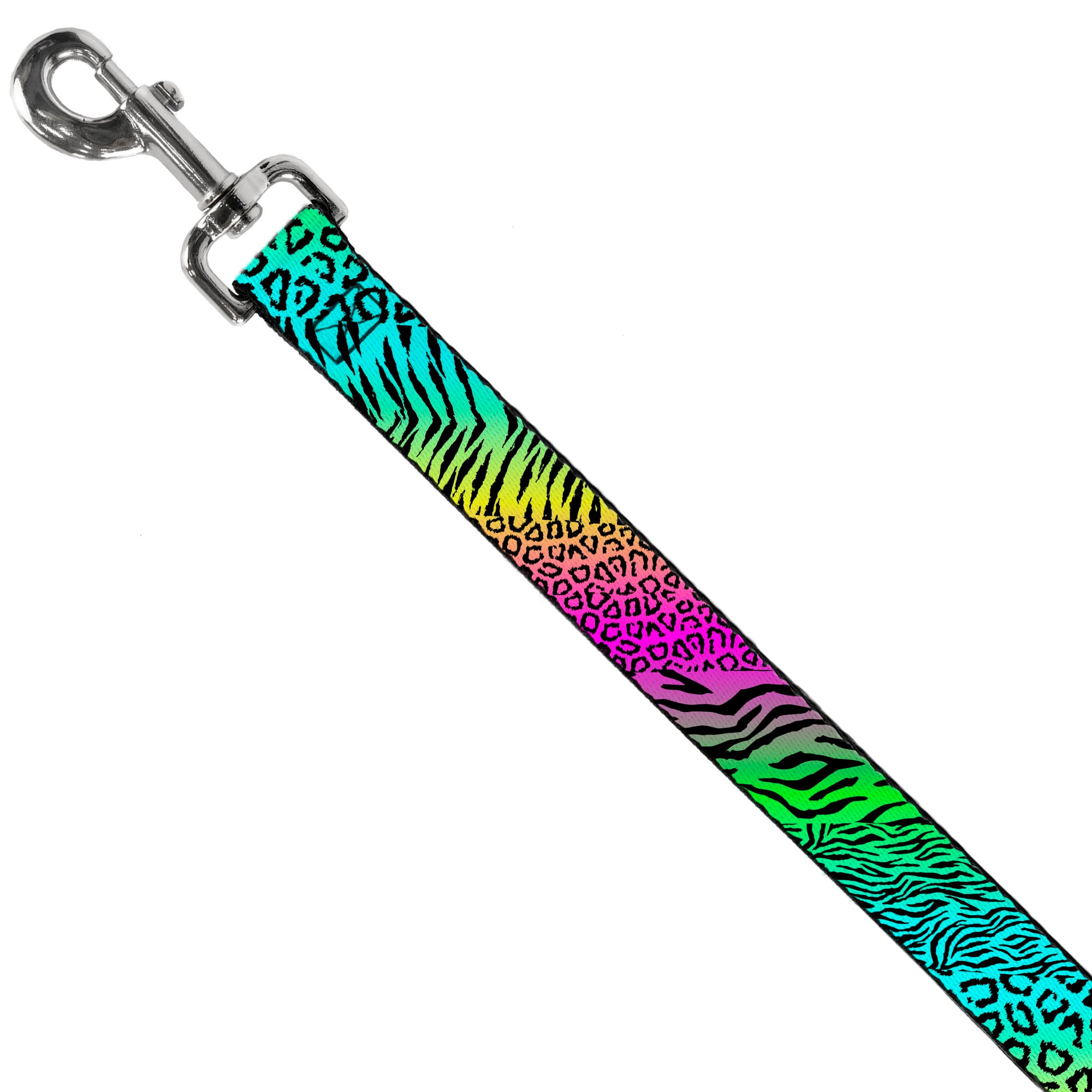 Dog Leash - Animal Skins Rainbow/Black Dog Leashes Buckle-Down